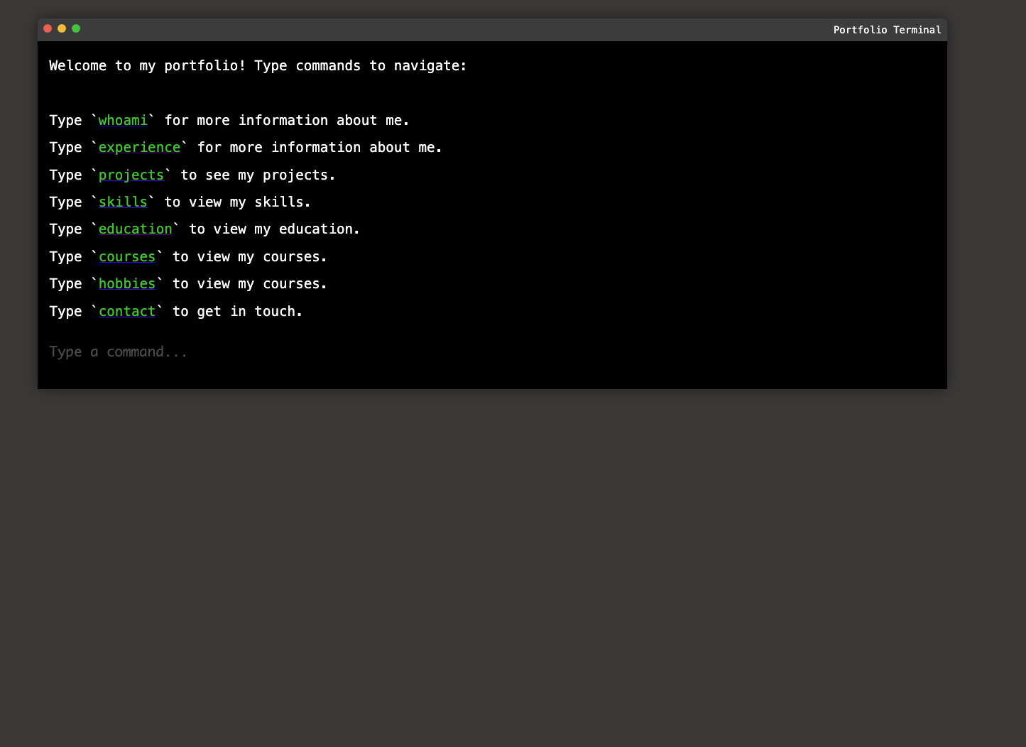 Terminal Portfolio